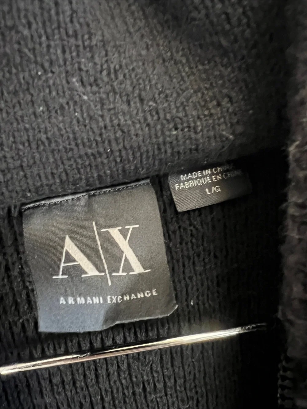 Armani Exchange Men’s Black Ribbed Zip-Up Sweater Jacket